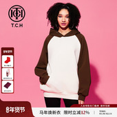 轻奢潮牌秋季 新款 拼色时尚 TCH 修身 潮流连帽卫衣T69D126030