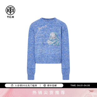TCH韩版 女2025冬季 新款 T75D09E1162 百搭洋气减龄圆领绵羊毛针织衫