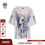 TCH轻奢卡通烫钻潮牌休闲宽松百搭圆领短袖 T恤女新款 T75C10E9063