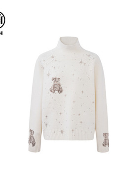 TCH私服时尚潮牌老钱风小熊烫钻衫针织衫女秋冬新款T72C09E5065