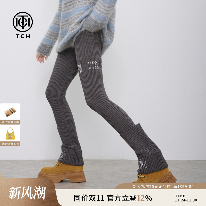 TCH私服时尚潮牌百搭显瘦弹力舒适打底裤2025秋季新款T75C23E5002