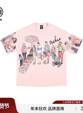 TCH 少女粉减龄气质设计感烫钻宽松短袖T恤2025夏季T72B106188