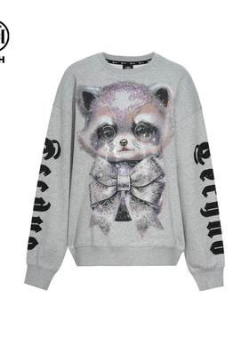 TCH轻奢卡通烫钻潮牌时尚休闲宽松圆领卫衣男女同款T75C11E9013