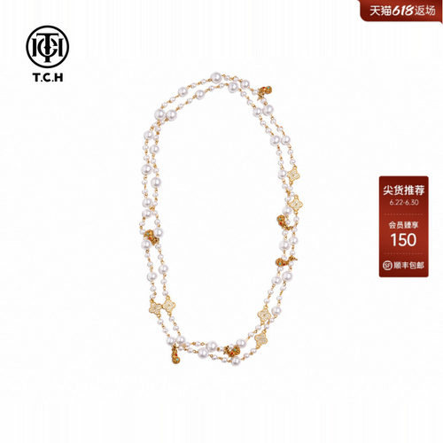 TCH中古风轻奢双层高定福禄环绕项链铜合金仿珍珠配饰T78B65E5001