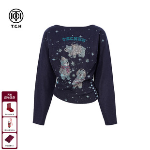 新款 女2025冬季 T75D09E1205 烫钻气质百搭收腰显瘦针织衫 TCH时尚