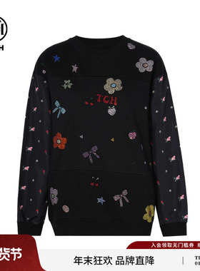 TCH私服烫钻潮牌休闲百搭蝴蝶圆领卫衣女2025秋季新款T75C11B1005