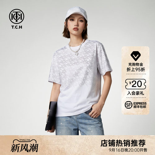 TCH满印烫钻短袖T恤轻奢百搭