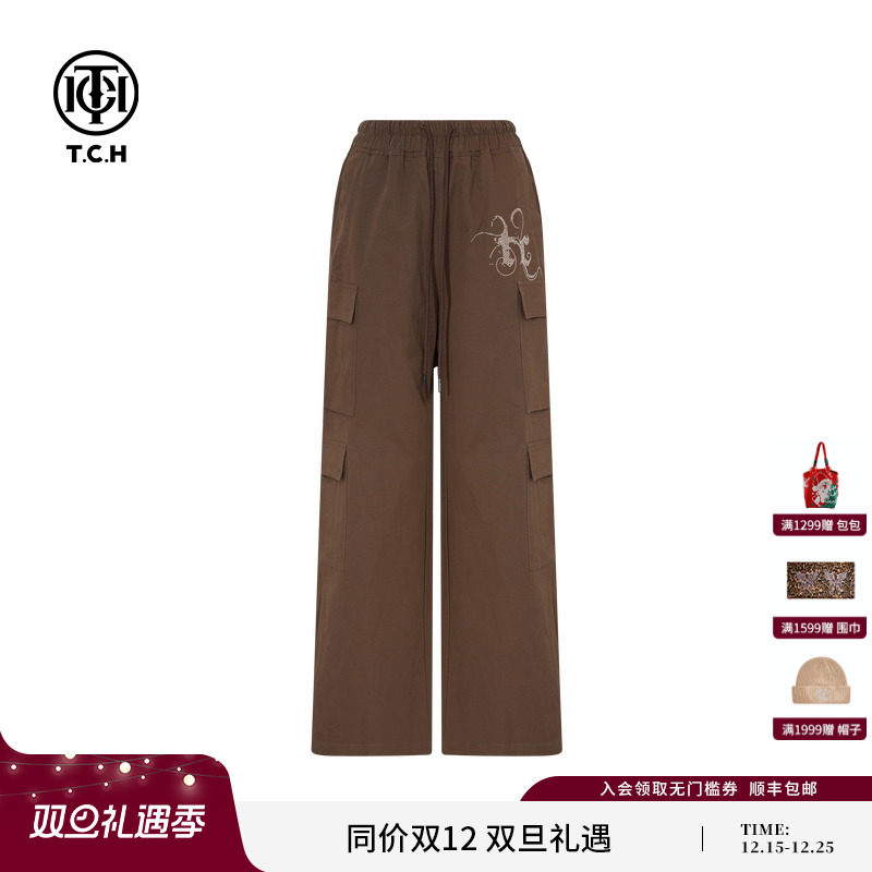 TCH轻奢潮牌工装休闲裤宽松百搭直筒裤女2025冬季新款T75C20E9022