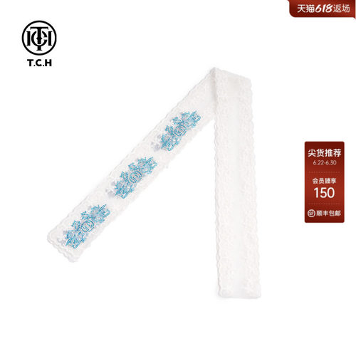 TCH蓝色烫钻蕾丝围巾潮牌2026春夏新款T75A45E5005
