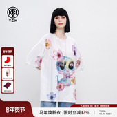 百搭时尚 短袖 T恤潮男女同款 TCH烫钻炫彩生肖蛇个性 2025年春夏新款