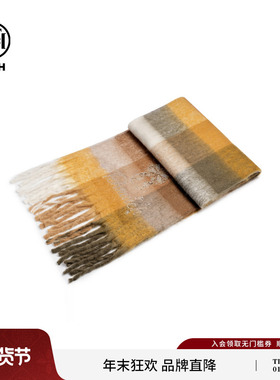 TCH私服烫钻2025秋冬新款时尚百搭格子流苏围巾围脖女T75C45E1005