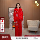 TCH2025冬季 T75D07E1077 套装 新款 保暖烫钻红色连帽外套马甲休闲裤