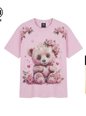 TCH潮牌烫钻时尚休闲百搭舒适卡通宽松短袖T恤女T75B10E9005