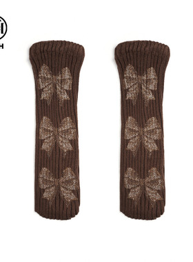 TCH时尚烫钻蝴蝶结堆堆袜咖色小腿袜袜套2025秋冬新款T75D47E5000