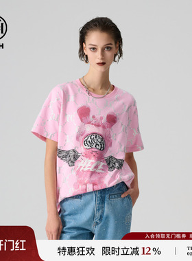 TCH轻奢2025春夏新款时尚烫钻圆领短袖T恤男女同款T72B106162