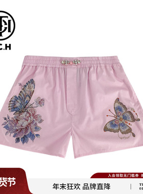 TCH新中式重工蝴蝶烫钻文艺宽松短裤女夏季T72B21E6036