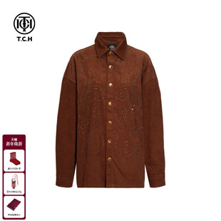 外套男女同款 休闲宽松长袖 T75C27E9011 美式 TCH轻奢烫钻25秋冬新款
