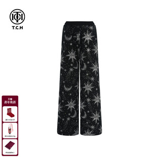 TCH轻奢满钻重工洋气百搭直筒宽松休闲裤 T75C20E9017 女25秋冬新款