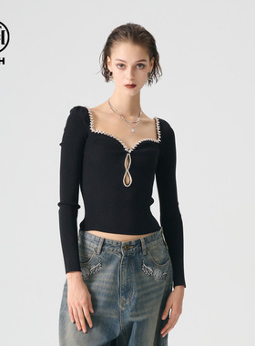 TCH 轻奢2024新款针织衫女高级短款气质显瘦手工系列T72A098005