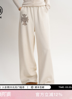 TCH云朵软糯轻盈弹力加绒可束脚直筒休闲裤女2025秋冬T75D20E1011