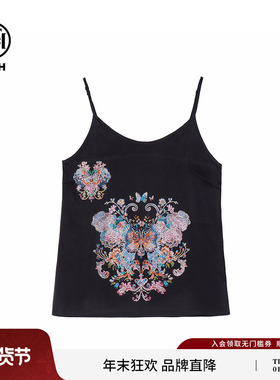 TCH 新中式时尚烫钻中国风黑色蝴蝶吊带背心女T72A14E9005