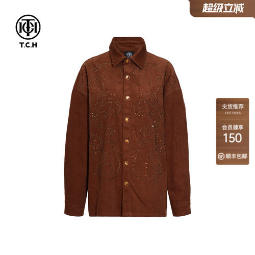 TCH烫钻2026春夏新款美式休闲宽松长袖外套男女同款T75C27E9011