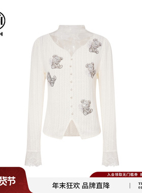 TCH私服烫钻时尚纯欲风气质修身蕾丝打底衫女秋冬新款T75D02E5005