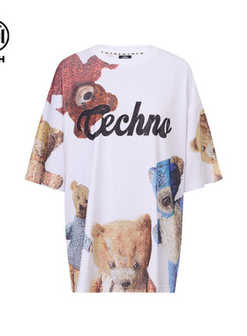 TCH轻奢烫钻时尚减龄休闲百搭小熊短袖T恤女25秋新款T75C10E9027