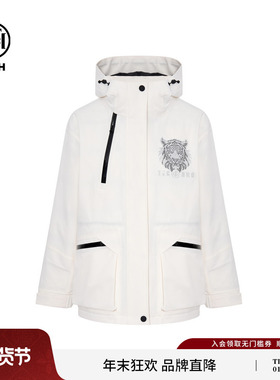 TCH轻奢时尚潮牌工装风连帽保暖百搭白色羽绒服外套女T75D19E1025