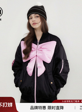 TCH立体蝴蝶结宽松保暖棒球领棉服外套女2026春季新款T78A186001