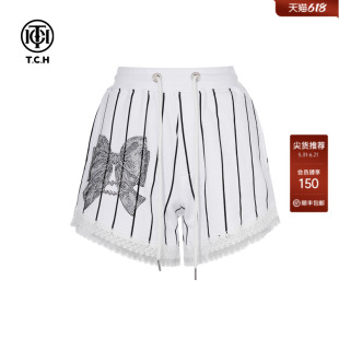 TCH烫钻时尚休闲百搭蝴蝶宽松短裤女2026春季新款T75C21B1006