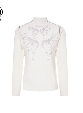 TCH2025冬季新款时尚烫钻米色修身半高领毛衣针织衫女T75D09E1247