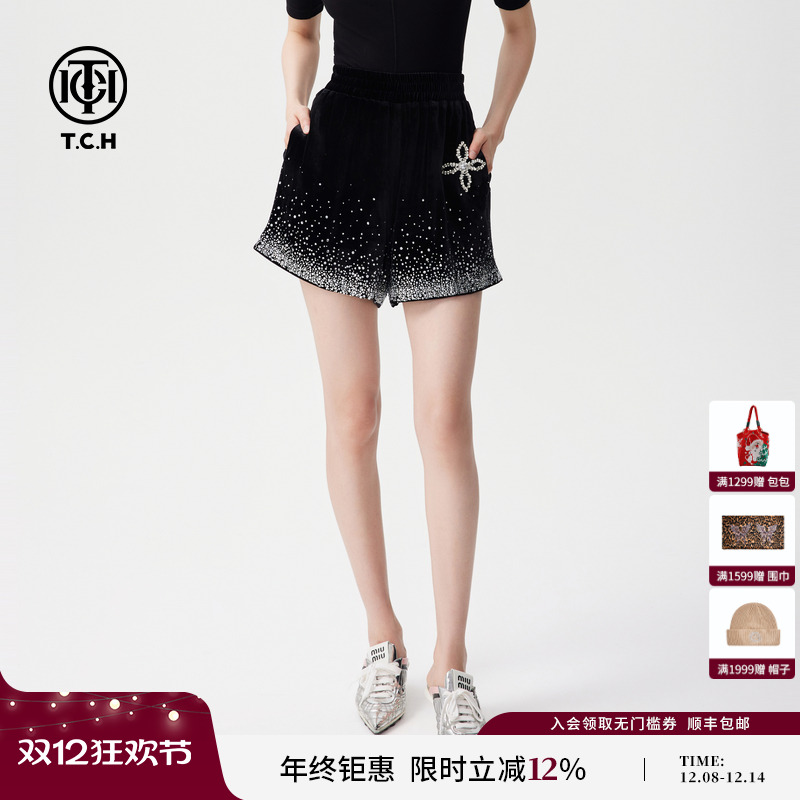 TCH2024秋季新款潮牌烫钻个性阔腿短裤女T72C216007