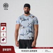 2025夏新款 TCH轻奢烫钻百搭鲨鱼图案短袖 T恤男女同款 T72B106005