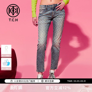 牛仔长裤 烫钻弹力修身 T69D208013 新款 TCH轻奢潮牌秋季