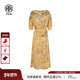 TCH私服烫钻印花时尚 复古气质收腰显瘦中长款 连衣裙女T75B30E5236