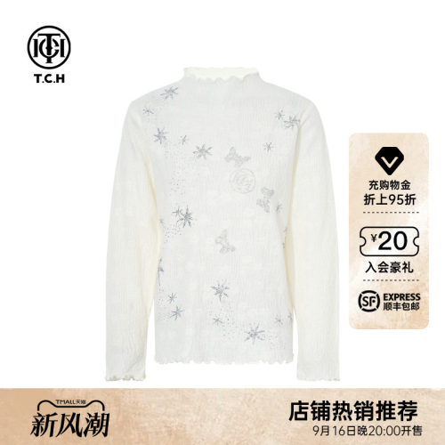 TCH2025秋冬新款烫钻时尚气质百搭半高领针织衫女T75D09E1041