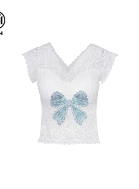 TCH烫钻性感蕾丝美背时尚百搭打底背心女2026夏新款T75A03E5032