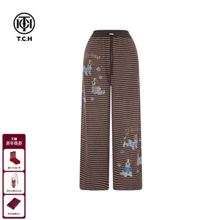 烫钻慵懒咖色阔腿休闲裤 加厚百搭时尚 T75D20E1118 新款 TCH2025冬季