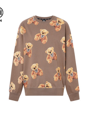 TCH轻奢潮牌烫钻25秋冬休闲百搭小熊圆领卫衣男女同款T75C11E9027