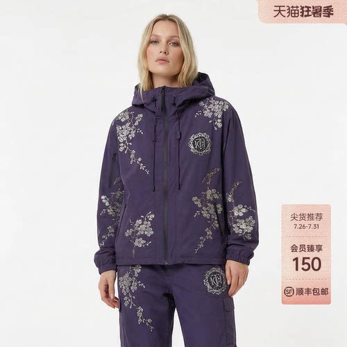TCH潮牌烫钻梅花连帽工装外套女宽松夹克男26春夏新款T78A27E1028