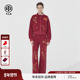 TCH T78A07E1002 套装 100%绵羊毛 烫钻酒红色百搭拉链外套女长裤