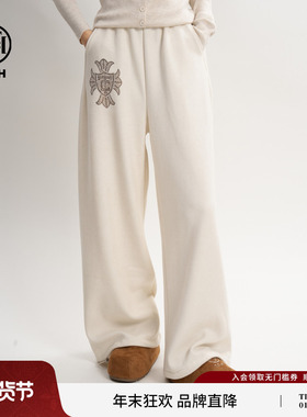 TCH云朵软糯轻盈弹力加绒可束脚直筒休闲裤女2025秋冬T75D20E1011