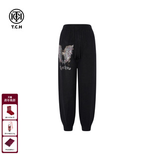 烫钻慵懒风针织束脚休闲裤 百搭时尚 女T75D20E1211 新款 TCH2025冬季