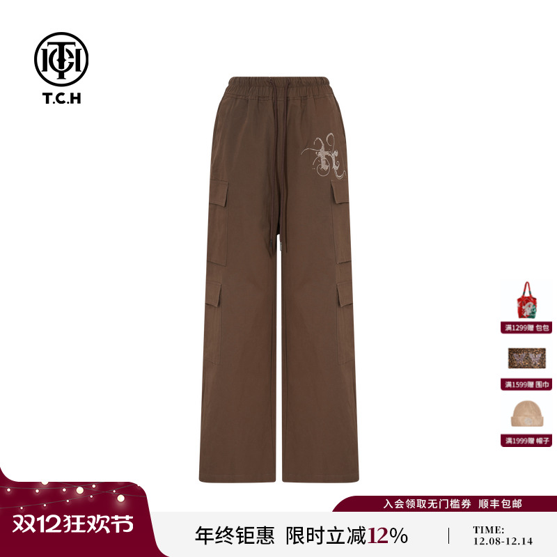 TCH轻奢潮牌工装休闲裤宽松百搭直筒裤女2025冬季新款T75C20E9022