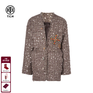 TCH私服烫钻法式 T75C27E5007 高级羊毛小香风外套女潮2025秋冬新款