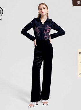 TCH新中式系列重工烫钻连帽防晒衫外套上衣女T72B27E9028
