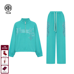 25秋冬新款 套装 T75D07E1011 减龄卫衣休闲裤 TCH私服慵懒风烫钻时尚