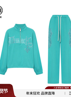 TCH私服慵懒风烫钻时尚减龄卫衣休闲裤套装25秋冬新款T75D07E1011