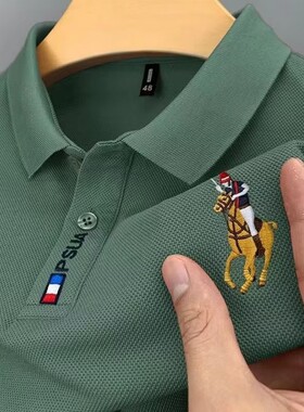 男士商务衫夏季男装翻领刺绣短袖T恤潮流时尚休闲大码衫厂价批发